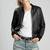 Women’s soft black bomber waist & hem rib lambskin leather jacket