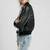 Women’s soft black bomber waist & hem rib lambskin leather jacket