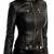 Women’s black lambskin leather jacket zipper detail slim fit racer jacket