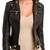 Women’s black lambskin leather jacket zipper detail slim fit racer jacket