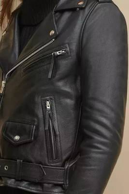 Women’s real soft lambskin leather jacket black multiple zipper 1