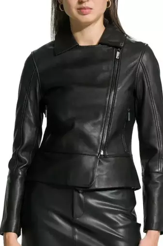 Women’s real soft lambskin leather jacket side zipper stylish slim fit