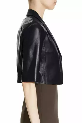 Women’s real soft lambskin leather jacket black-short jacket