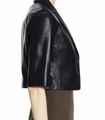 Women’s real soft lambskin leather jacket black-short jacket