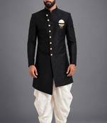 Black art silk indo western set