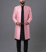 Pink art silk indo western set