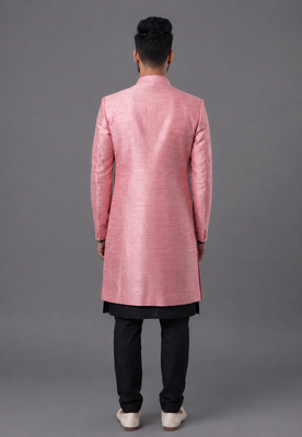 Pink art silk indo western set 2