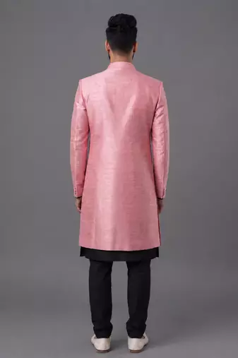 Pink art silk indo western set