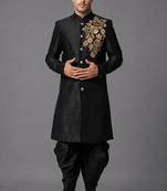 Black art silk sherwani patiala