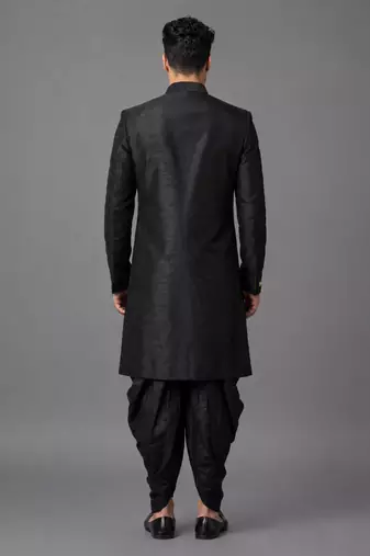 Black art silk sherwani patiala