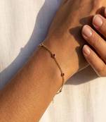 Elegant 925 Sterling Silver Bracelet with Delicate Chain Design and Ruby Red Stone Accents for Women’s Everyday Wear
