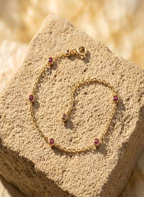 Elegant 925 Sterling Silver Bracelet with Delicate Chain Design and Ruby Red Stone Accents for Women’s Everyday Wear 4