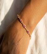 Elegant 925 Sterling Silver Bracelet with Ruby Red Stones and Sparkling Accents for Women