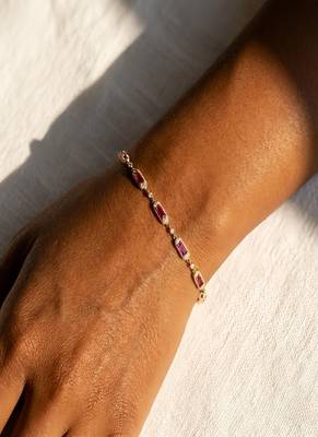 Elegant 925 Sterling Silver Bracelet with Ruby Red Stones and Sparkling Accents for Women 2