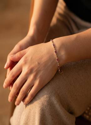 Elegant 925 Sterling Silver Bracelet with Ruby Red Stones and Sparkling Accents for Women 4