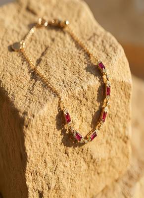 Elegant 925 Sterling Silver Bracelet with Ruby Red Stones and Sparkling Accents for Women 5