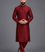 Maroon art silk kurta pyjama