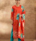 Women Floral Printed Regular Pure Cotton Kurta with Trousers & Dupatta