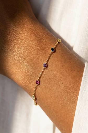 Elegant 925 Sterling Silver Bracelet with Blue, Purple and Pink Stone Accents for Women