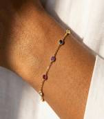 Elegant 925 Sterling Silver Bracelet with Blue, Purple and Pink Stone Accents for Women