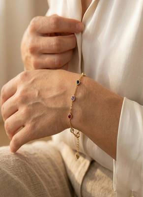 Elegant 925 Sterling Silver Bracelet with Blue, Purple and Pink Stone Accents for Women 3