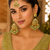 Parrot green leaf work earrings tikka set