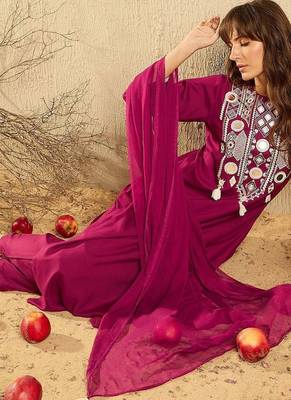 Women Ethnic Motifs Embroidered Regular Mirror Work Kurta with Trousers & With Dupatta 1