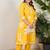 Plus Size Yellow Printed A-Line Kurta Trousers Set