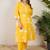 Plus Size Yellow Printed A-Line Kurta Trousers Set