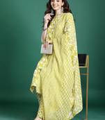 Floral Printed Regular Pure Cotton Kurta with Trousers & With Dupatta