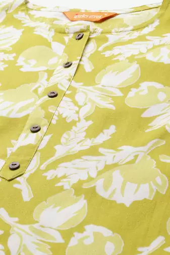 Floral Printed Regular Pure Cotton Kurta with Trousers & With Dupatta