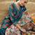 Floral Printed Mirror Work V-Neck Straight Kurta With Trousers And Dupatta
