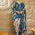 Floral Printed Mirror Work V-Neck Straight Kurta With Trousers And Dupatta