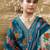 Floral Printed Mirror Work V-Neck Straight Kurta With Trousers And Dupatta