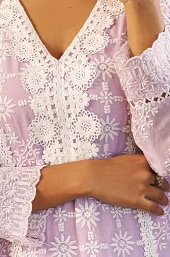 Women Solid Embroidered Cotton Kurta with Trousers & Dupatta