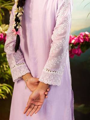 Women Solid Embroidered Cotton Kurta with Trousers & Dupatta 7