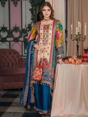 Women Ethnic Motifs Printed Regular Mirror Work Kurta with Palazzos & With Dupatta 4