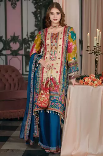 Women Ethnic Motifs Printed Regular Mirror Work Kurta with Palazzos & With Dupatta