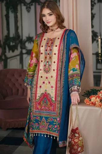 Women Ethnic Motifs Printed Regular Mirror Work Kurta with Palazzos & With Dupatta