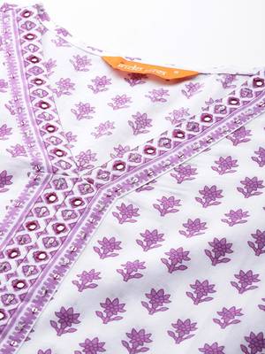 Floral Printed Pure Cotton Kurta with Trousers & Dupatta 2