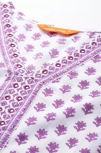 Floral Printed Pure Cotton Kurta with Trousers & Dupatta