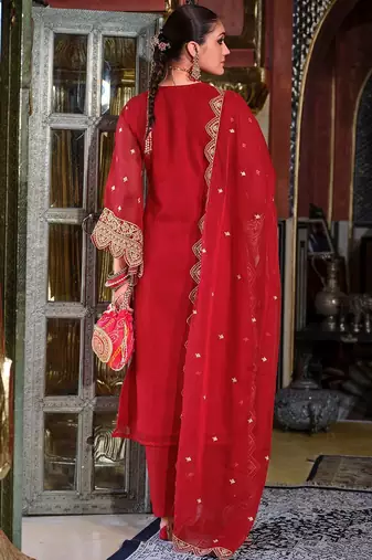 Ethnic Motifs Embroidered Sequinned Kurta with Trousers & Dupatta