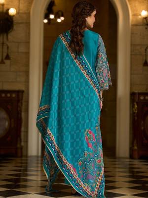 Ethnic Motifs Embroidered V-Neck Thread Work Kurta With Trousers & Dupatta 3