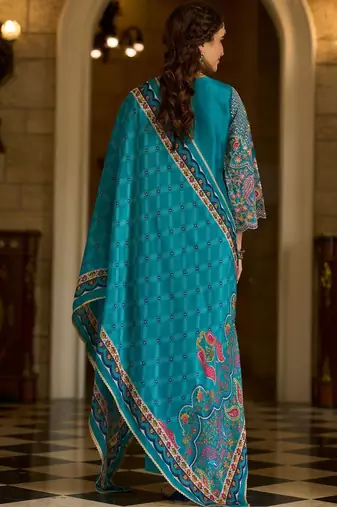 Ethnic Motifs Embroidered V-Neck Thread Work Kurta With Trousers & Dupatta