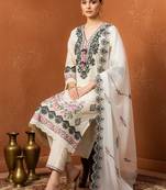 Women Floral Embroidered Regular Thread Work Pure Cotton Kurta with Trousers & With Dupatta