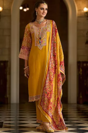 Women Ethnic Motifs Embroidered Regular Kurta with Trousers & Dupatta