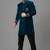 Navy blue velvet sherwani set