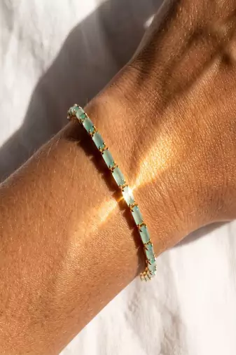 Elegant 925 Sterling Silver Bracelet with Turquoise Blue Stones and Delicate Gold-Plated Chain Design for Women