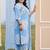 Plus Size Blue Printed Straight Kurta Trousers Set