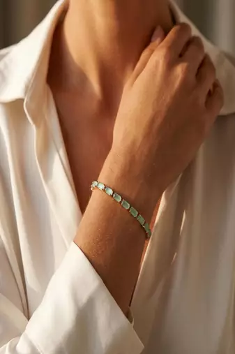 Elegant 925 Sterling Silver Bracelet with Turquoise Blue Stones and Delicate Gold-Plated Chain Design for Women